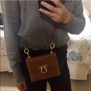 FERRAGAMO Vintage Brown Crossbody Purse Bag